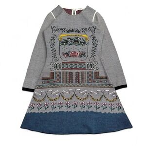 Anthropologie Aldomartins Sweater Dress Women's Small Floral Bamboo Knit Cottage